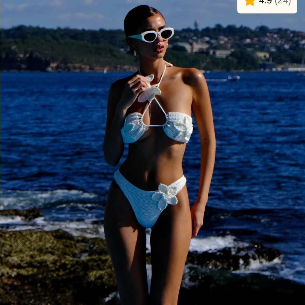 Meshki White Floral Bikini Set
